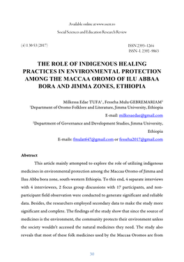 The Role of Indigenous Healing Practices in Environmental Protection Among the Maccaa Oromo of Ilu Abbaa Bora and Jimma Zones, Ethiopia
