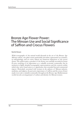 The Minoan Use and Social Significance of Saffron and Crocus Flowers