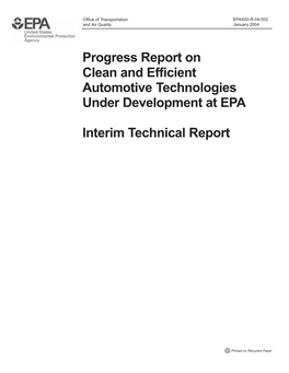 Progress Report on Clean and Efficient Automotive Technologies Under Development at EPA
