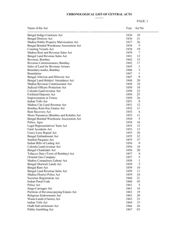 Chronological List of Central Acts ------Page: 1