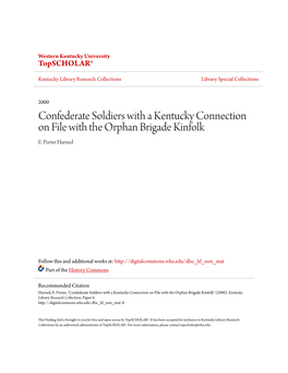 Confederate Soldiers with a Kentucky Connection on File with the Orphan Brigade Kinfolk E