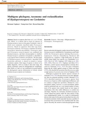 Multigene Phylogeny, Taxonomy and Reclassification of Hyaloperonospora on Cardamine