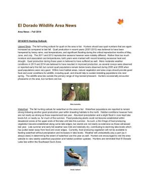El Dorado Wildlife Area Newsletter 11-20-2014