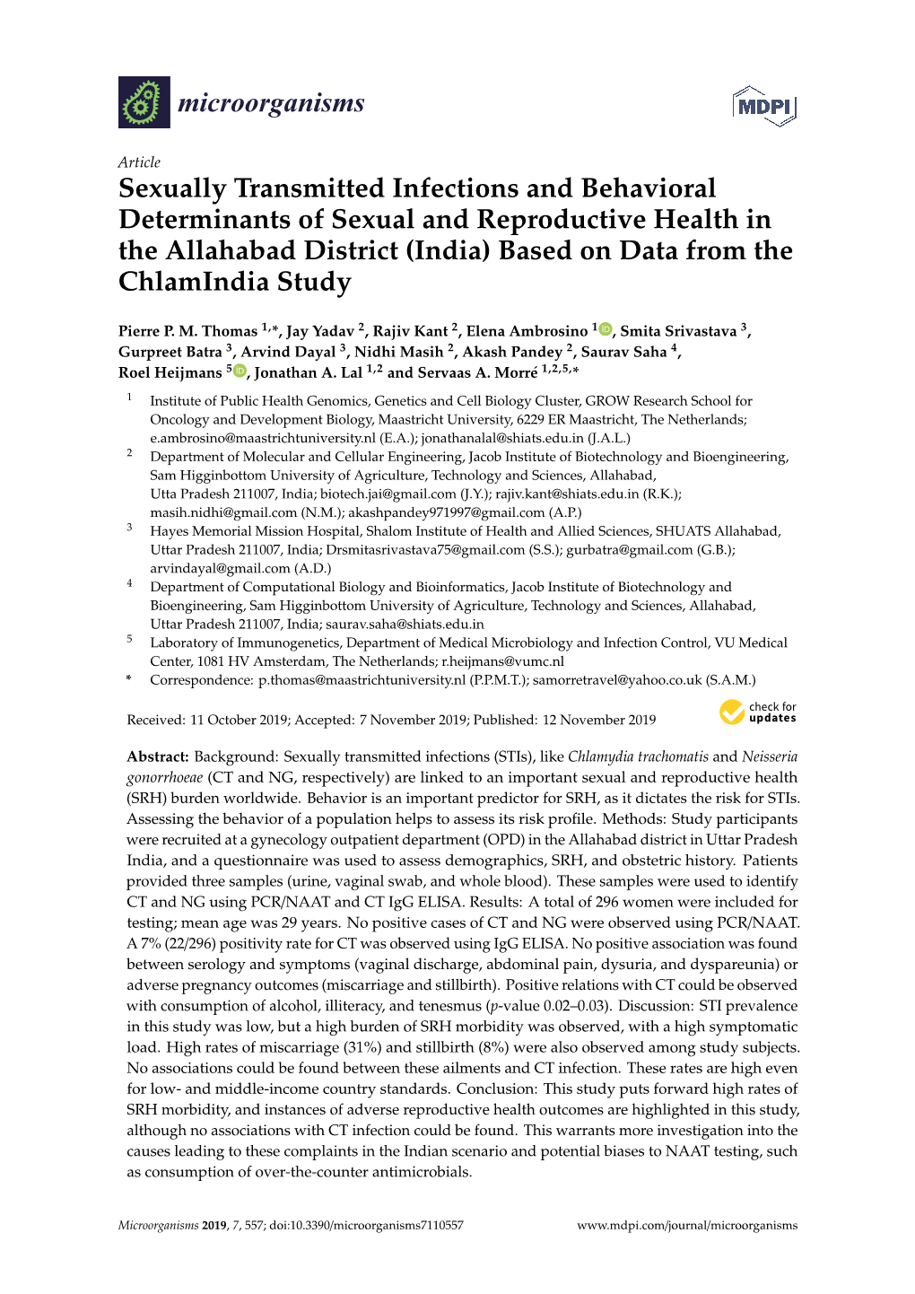 Sexually Transmitted Infections and Behavioral Determinants Of