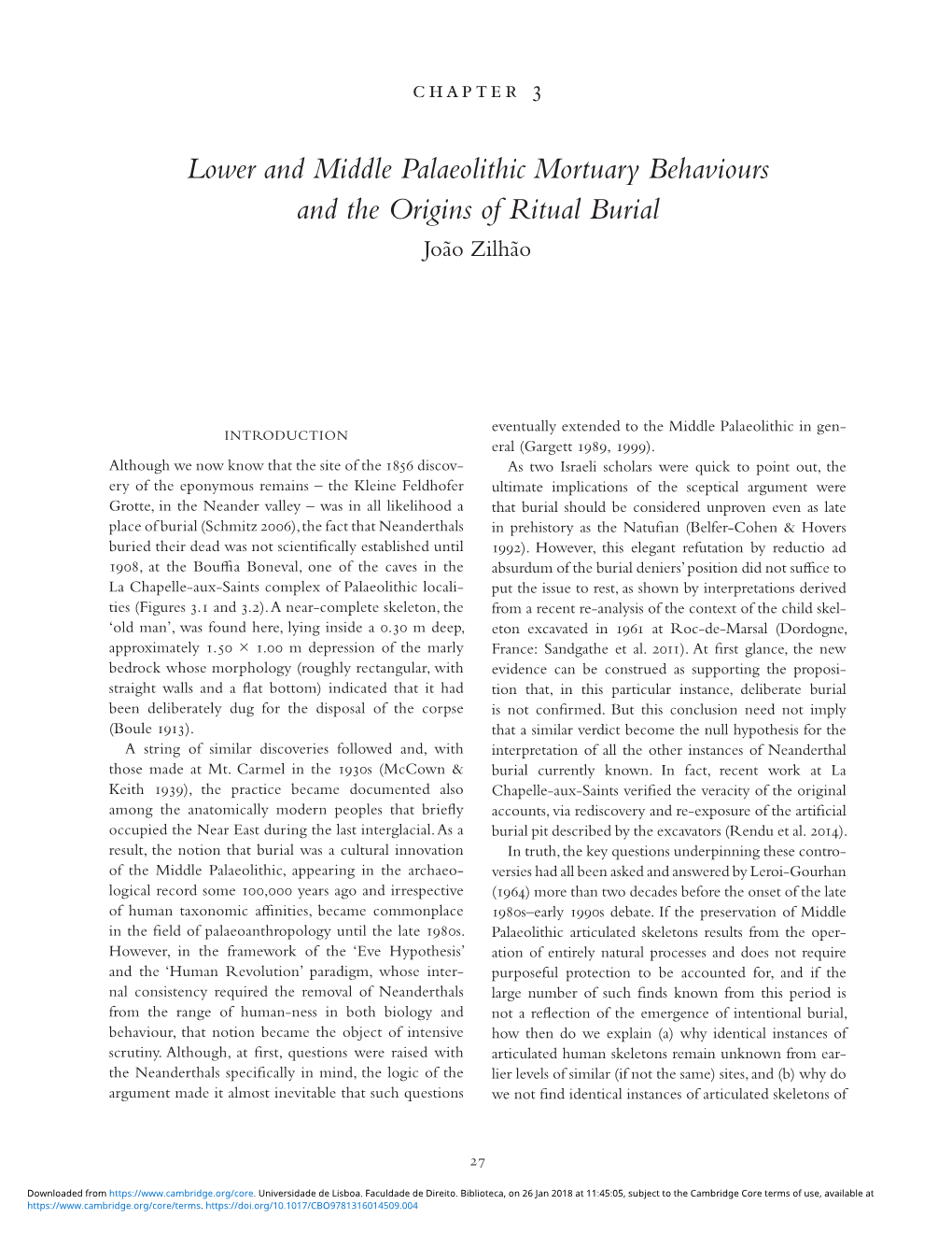 Lower and Middle Palaeolithic Mortuary Behaviours and The