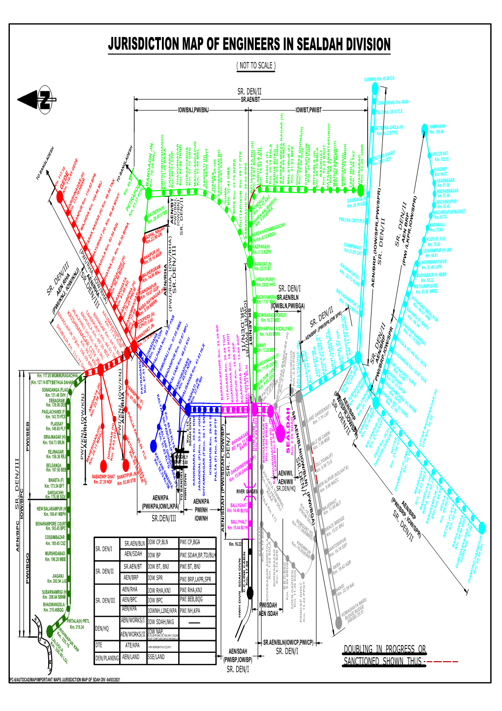 Jurisdiction Map of Engineers in Sealdah Division ( Not to Scale )