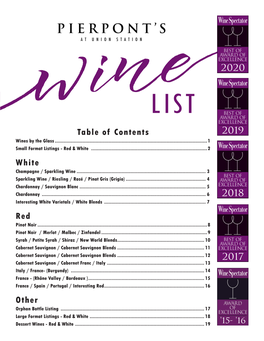 Table of Contents White Red Other 2020 2019 2018 2017