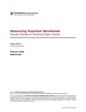 Measuring Populism Worldwide Faculty Research Working Paper Series