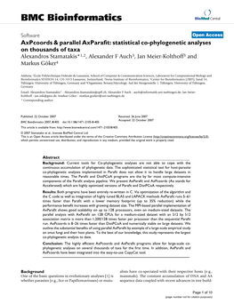 Axpcoords & Parallel Axparafit: Statistical Co-Phylogenetic Analyses