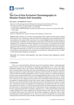 The Use of Size Exclusion Chromatography to Monitor Protein Self-Assembly
