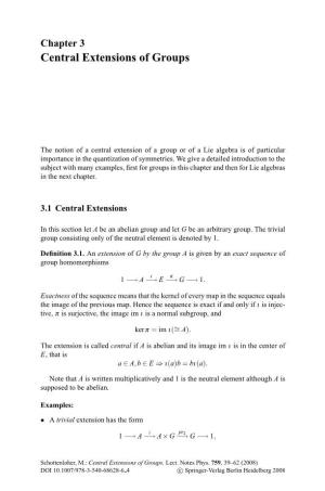 Chapter 3 Central Extensions of Groups
