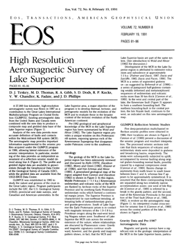 High Resolution Aeromagnetic Survey of Lake Superior