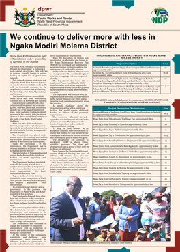We Continue to Deliver More with Less in Ngaka Modiri Molema District