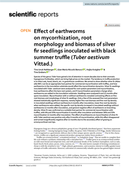 Effect of Earthworms on Mycorrhization, Root Morphology