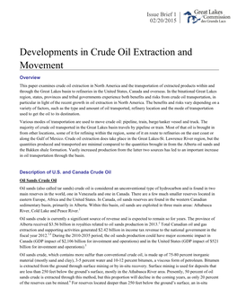 Issue Brief 1: Developments in Crude Oil Extraction and Movement
