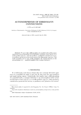 Automorphisms of Ehresmann Connections