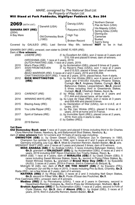 MARE, Consigned by the National Stud Ltd. the Property of Paulyn Ltd. Will Stand at Park Paddocks, Highflyer Paddock K, Box 264