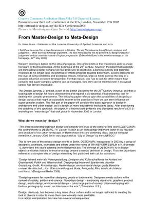 From Master-Design to Meta-Design