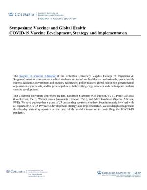 COVID-19 Vaccine Development, Strategy and Implementation