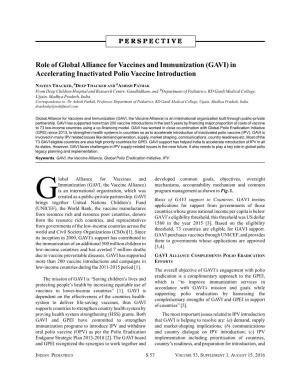 Role of Global Alliance for Vaccines and Immunization (GAVI) in Accelerating Inactivated Polio Vaccine Introduction