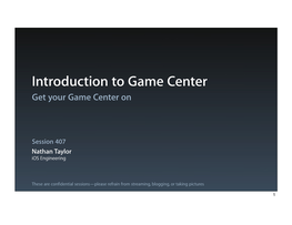 407 Introduction to Game Center V3 DDF