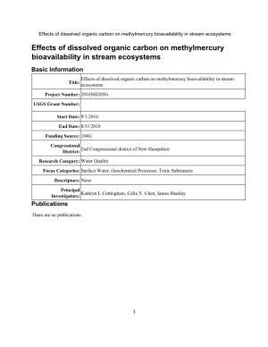 Effects of Dissolved Organic Carbon on Methylmercury Bioavailability in Stream Ecosystems