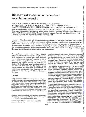 Biochemical Studies in Mitochondrial Encephalomyopathy