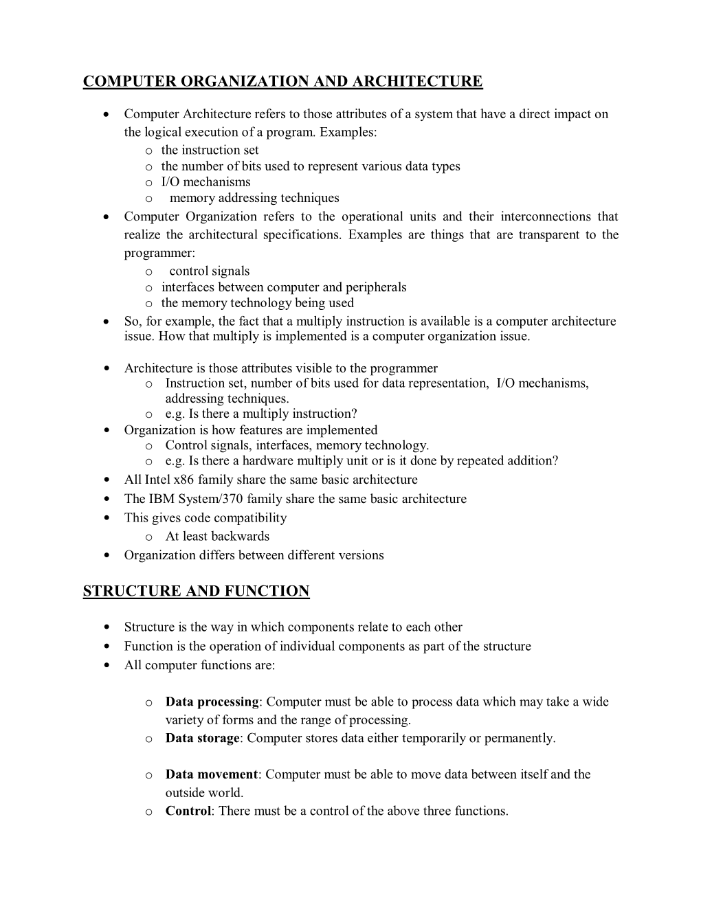 Computer Organization and Architecture Structure