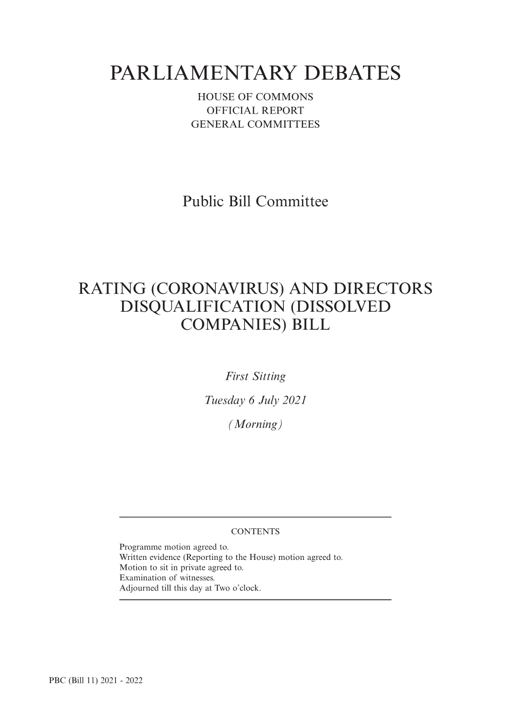 Parliamentary Debates House of Commons Official Report General Committees