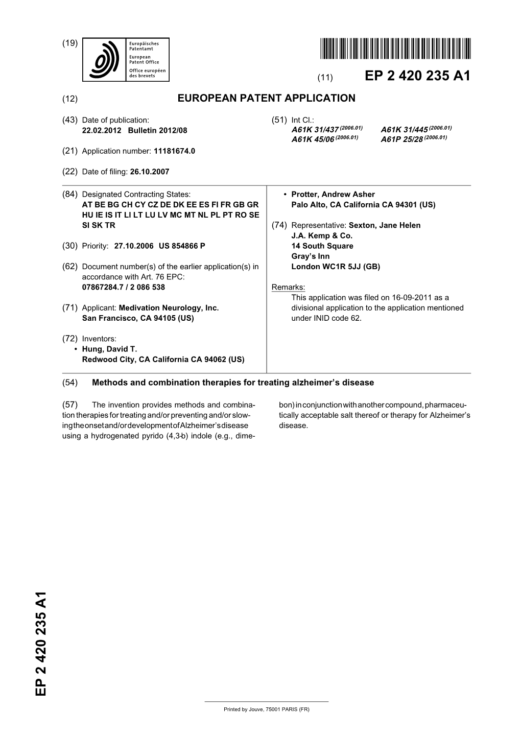 Methods and Combination Therapies for Treating Alzheimer's Disease