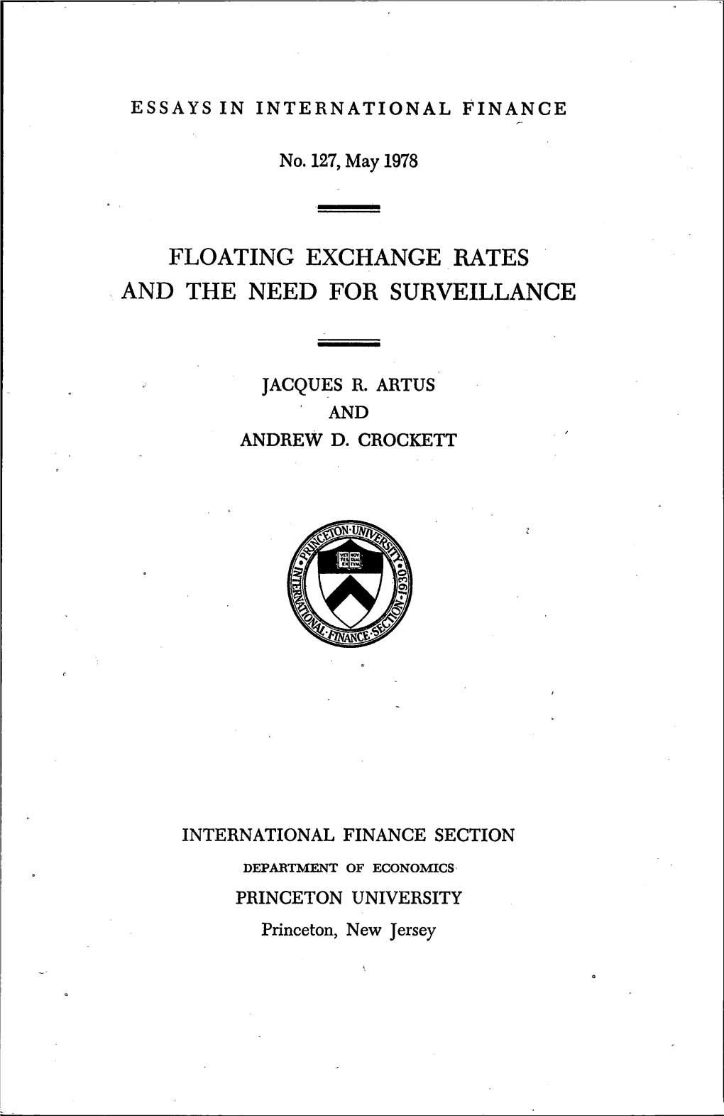 Floating Exchange Rates and the Need for Surveillance