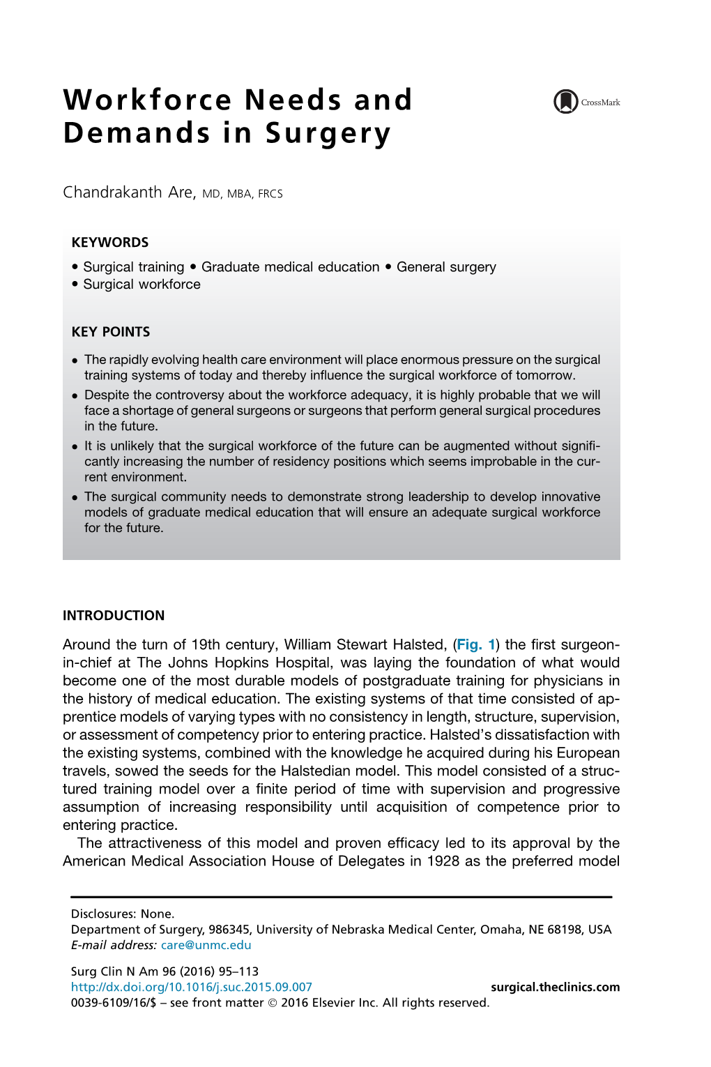 Workforce Needs and Demands in Surgery