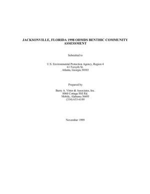 Jacksonville, Florida 1998 Odmds Benthic Community Assessment