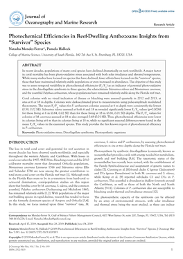 Photochemical Efficiencies in Reef-Dwelling Anthozoans