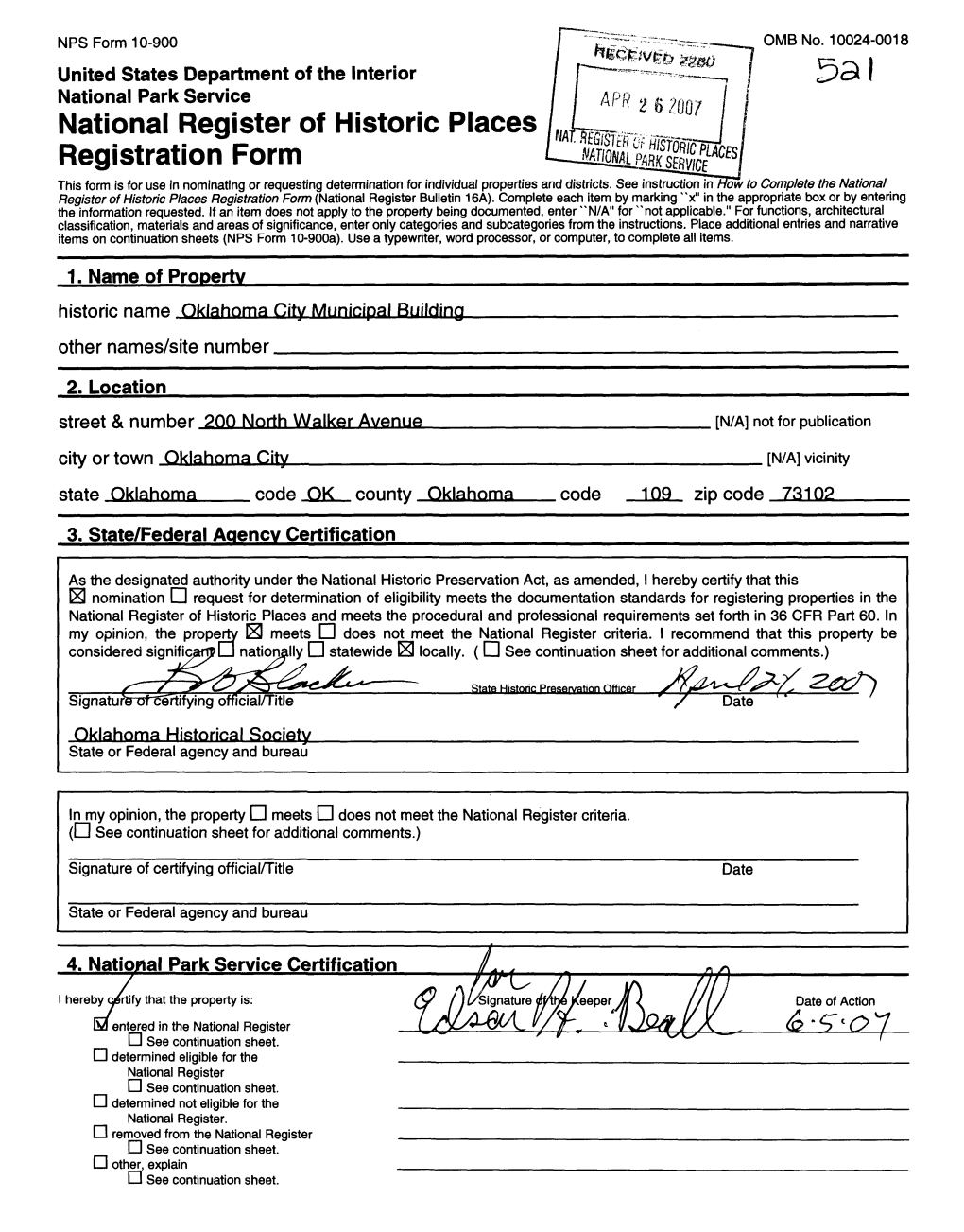 National Register of Historic Places Registration Form This Form Is for Use in Nominating Or Requesting Determination for Individual Properties and Districts