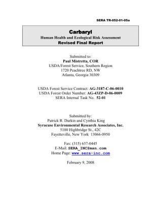 Carbaryl Human Health and Ecological Risk Assessment Revised Final Report