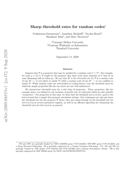 Sharp Threshold Rates for Random Codes∗
