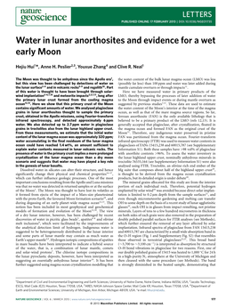 Water in Lunar Anorthosites and Evidence for a Wet Early Moon