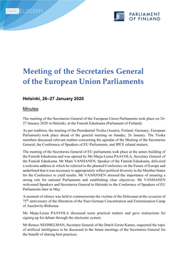 Meeting of the Secretaries General of the European Union Parliaments