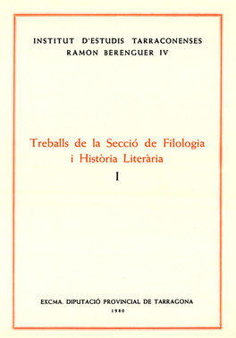 Treballs De La Secció De Filologia I Historia Literaria I
