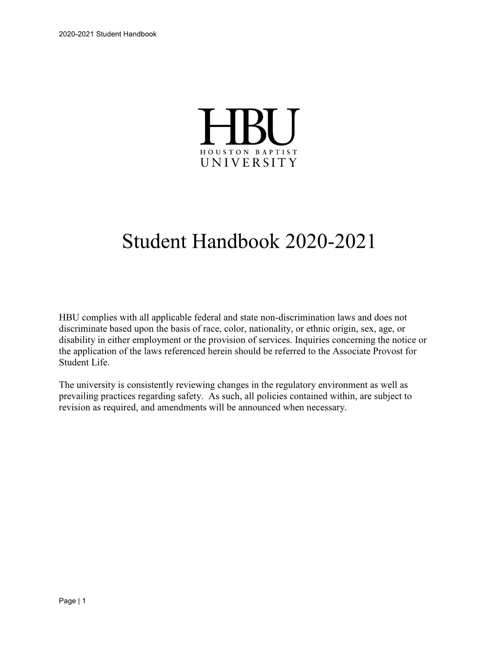 Student Handbook 2020-2021