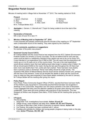 Minutes of the Meeting of STOGUMBER PARISH COUNCIL
