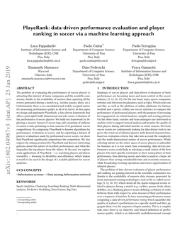 Data-Driven Performance Evaluation and Player Ranking in Soccer Via a Machine Learning Approach