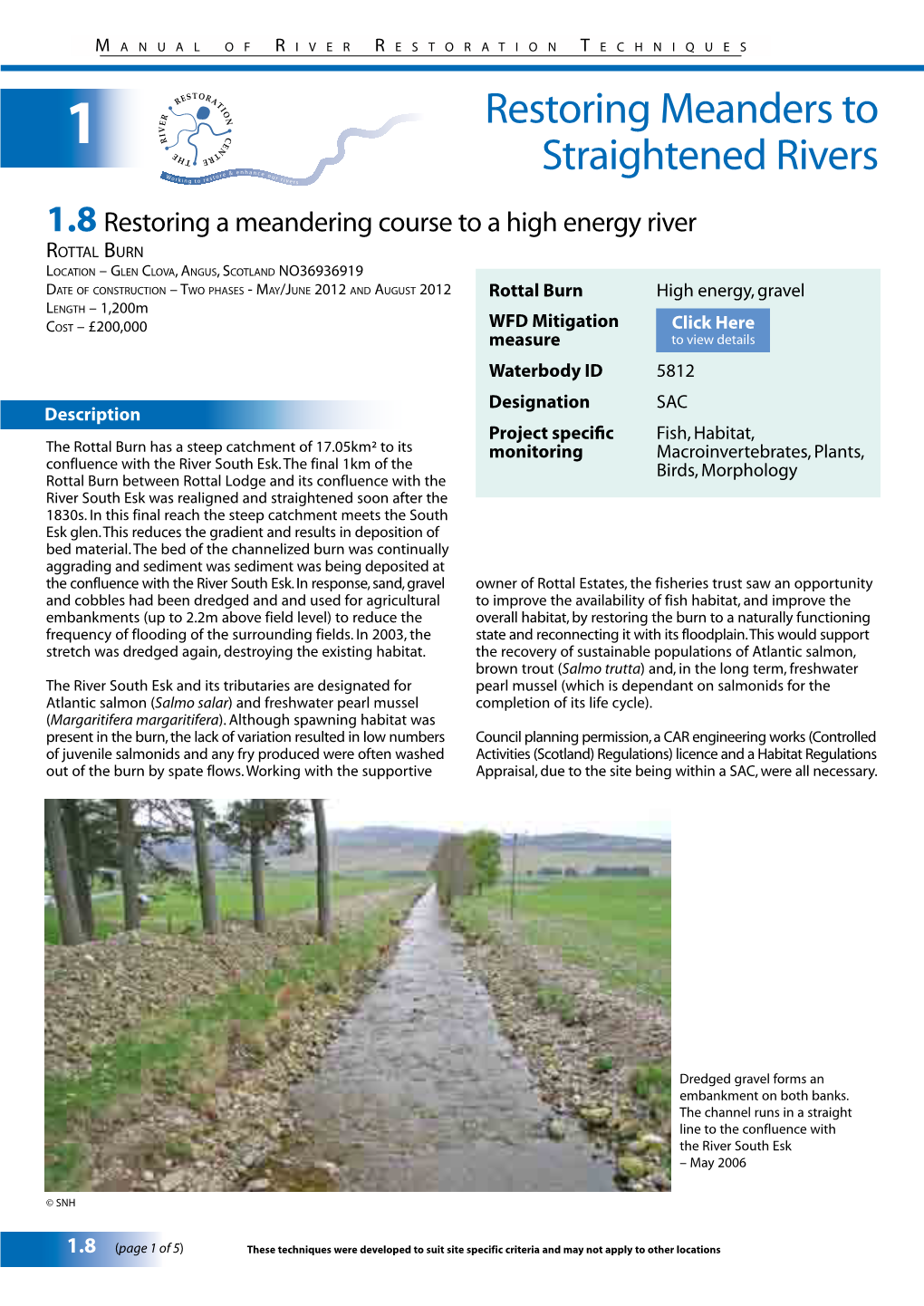Restoring Meanders to Straightened Rivers 1