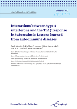 Interactions Between Type 1 Interferons and the Th17 Response in Tuberculosis: Lessons Learned from Auto-Immune Diseases