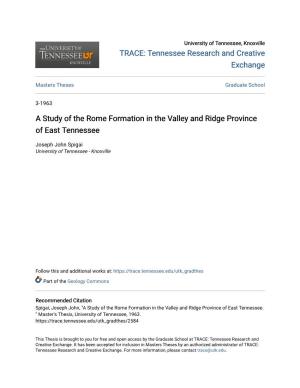 A Study of the Rome Formation in the Valley and Ridge Province of East Tennessee