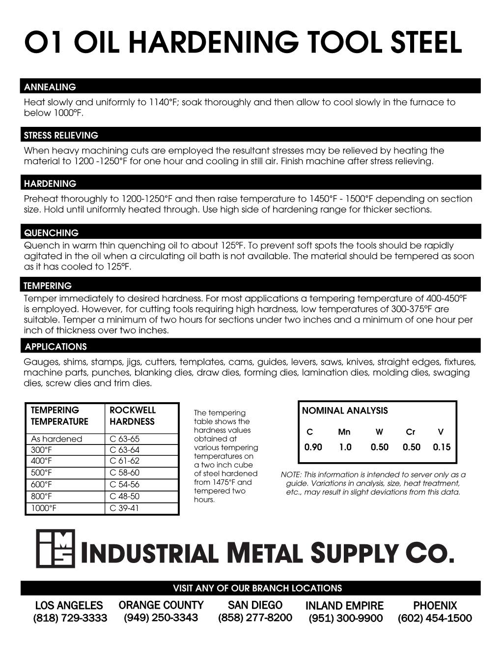 O1 Oil Hardening Tool Steel