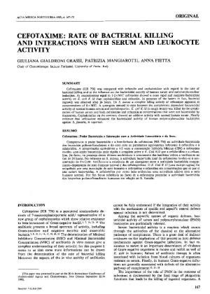 Cefotaxime: Rate of Bacterial Killing and Interactions with Serum and Leukocyte Activity