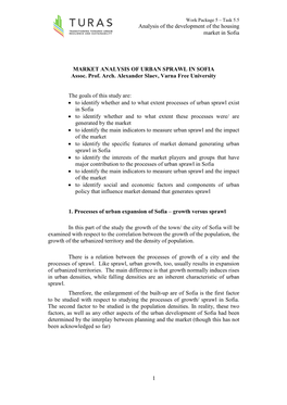Analysis of the Development of the Housing Market in Sofia 1 MARKET ANALYSIS of URBAN SPRAWL in SOFIA Assoc. Prof. Arch. Alexand
