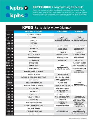KPBS September TV Lisitings